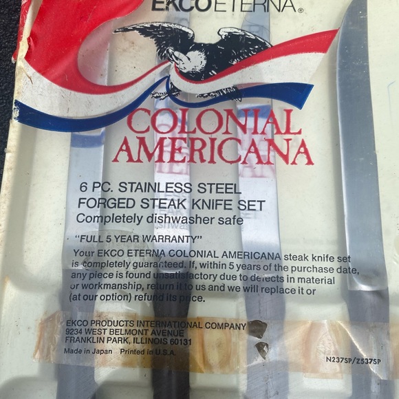 Ekco Eterna Colonial Americana Stainless Steel Forged Steak Knife Set-NEW - Picture 4 of 12